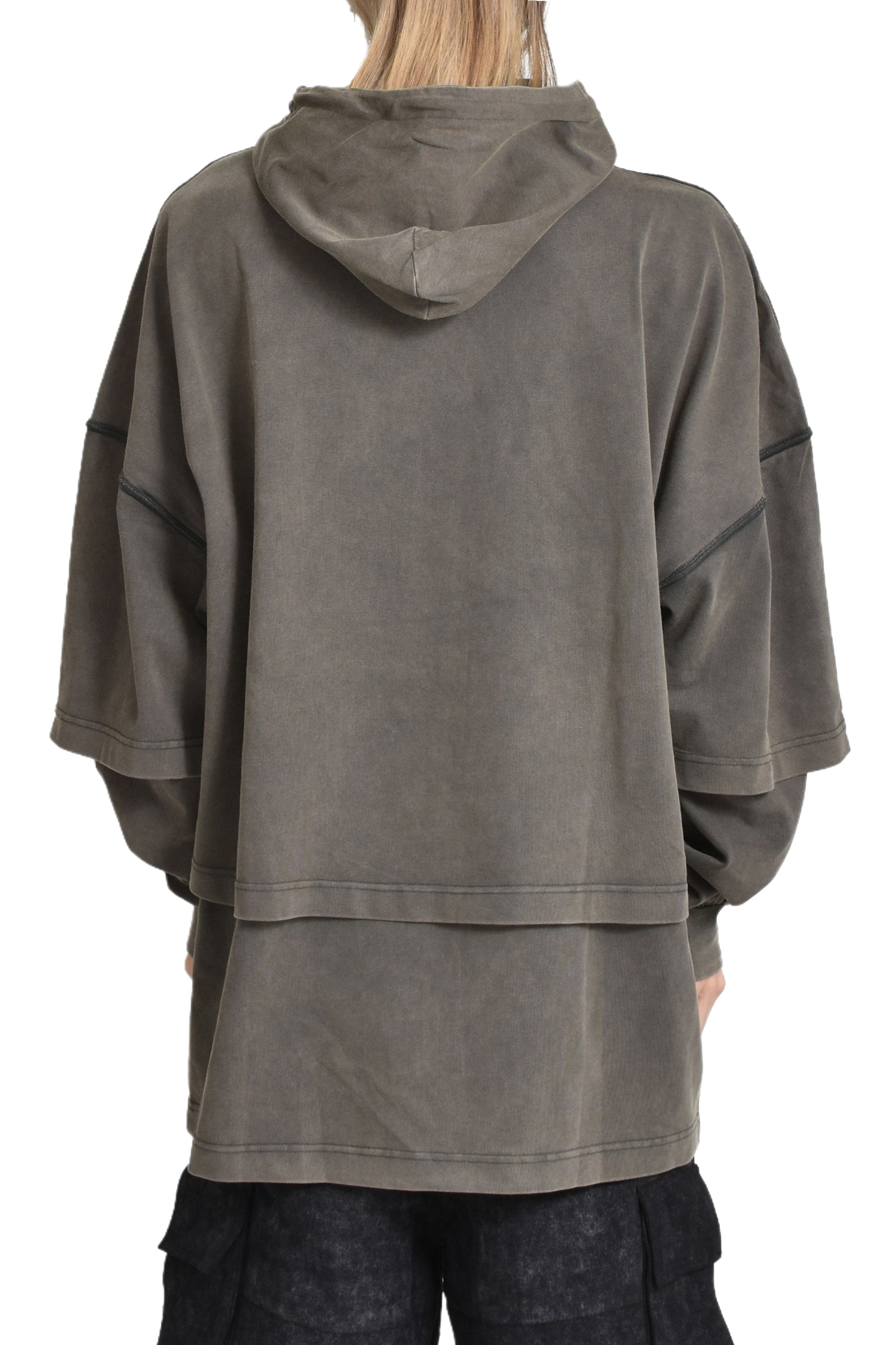 HOODED TEE OVERLAPPED WASHED GREY / WASH GRY