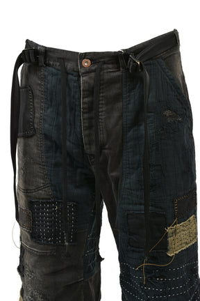 CRUST DAMAGE REPAIR WIDE PANTS / BLK