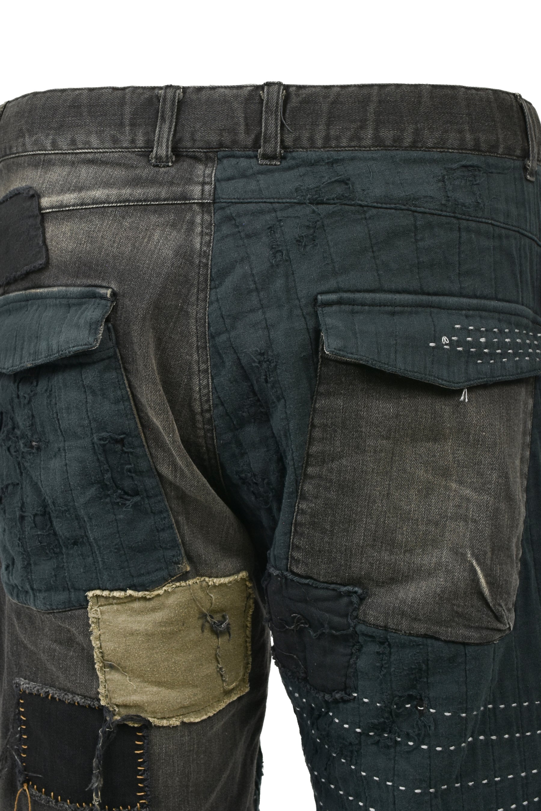 CRUST DAMAGE REPAIR WIDE PANTS / BLK