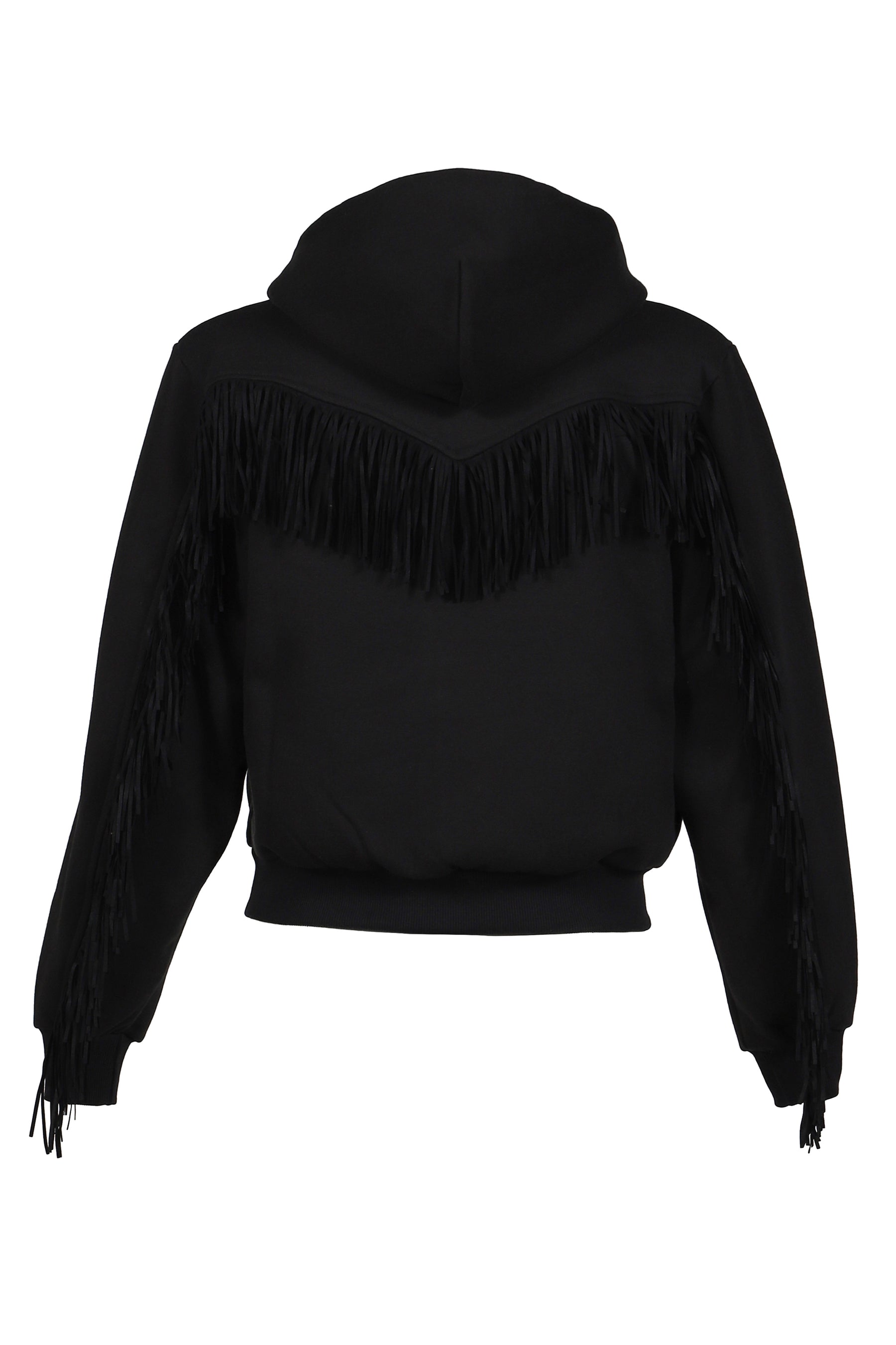 FRINGED FULL-ZIP HOODIE / BLK