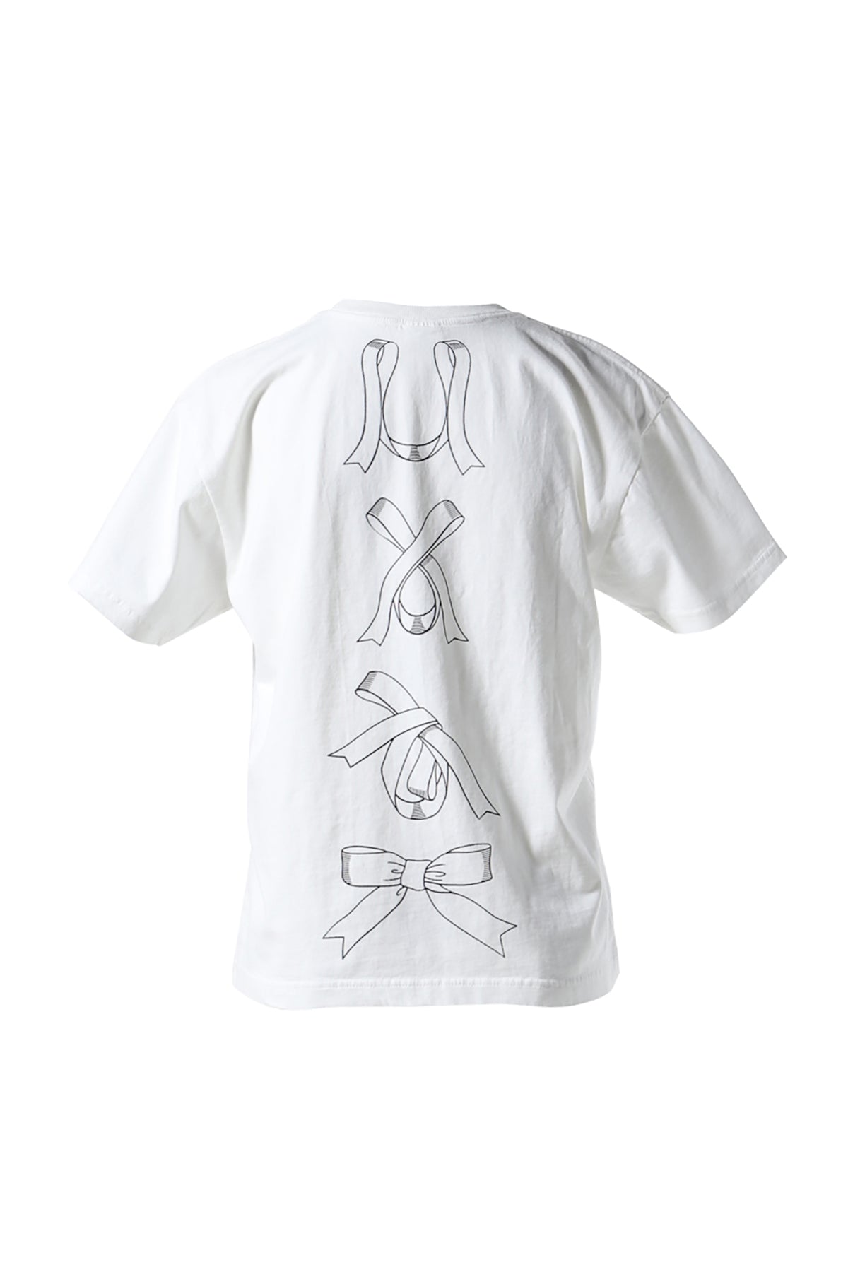 PRINTED MAKING A BOW WITH RIBBON TEE / WHT