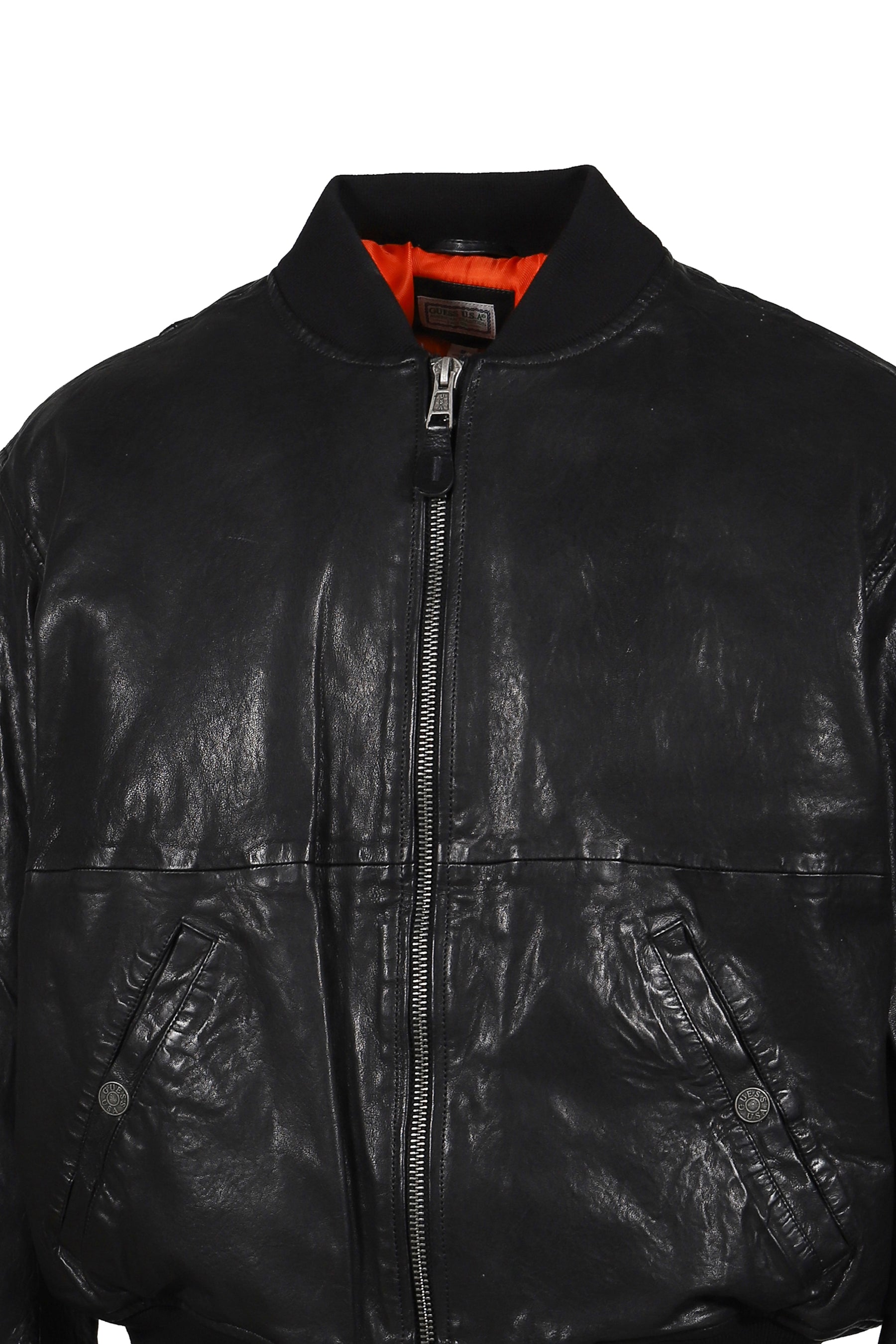 COW LEATHER CROPPERD BOMBER / BLK