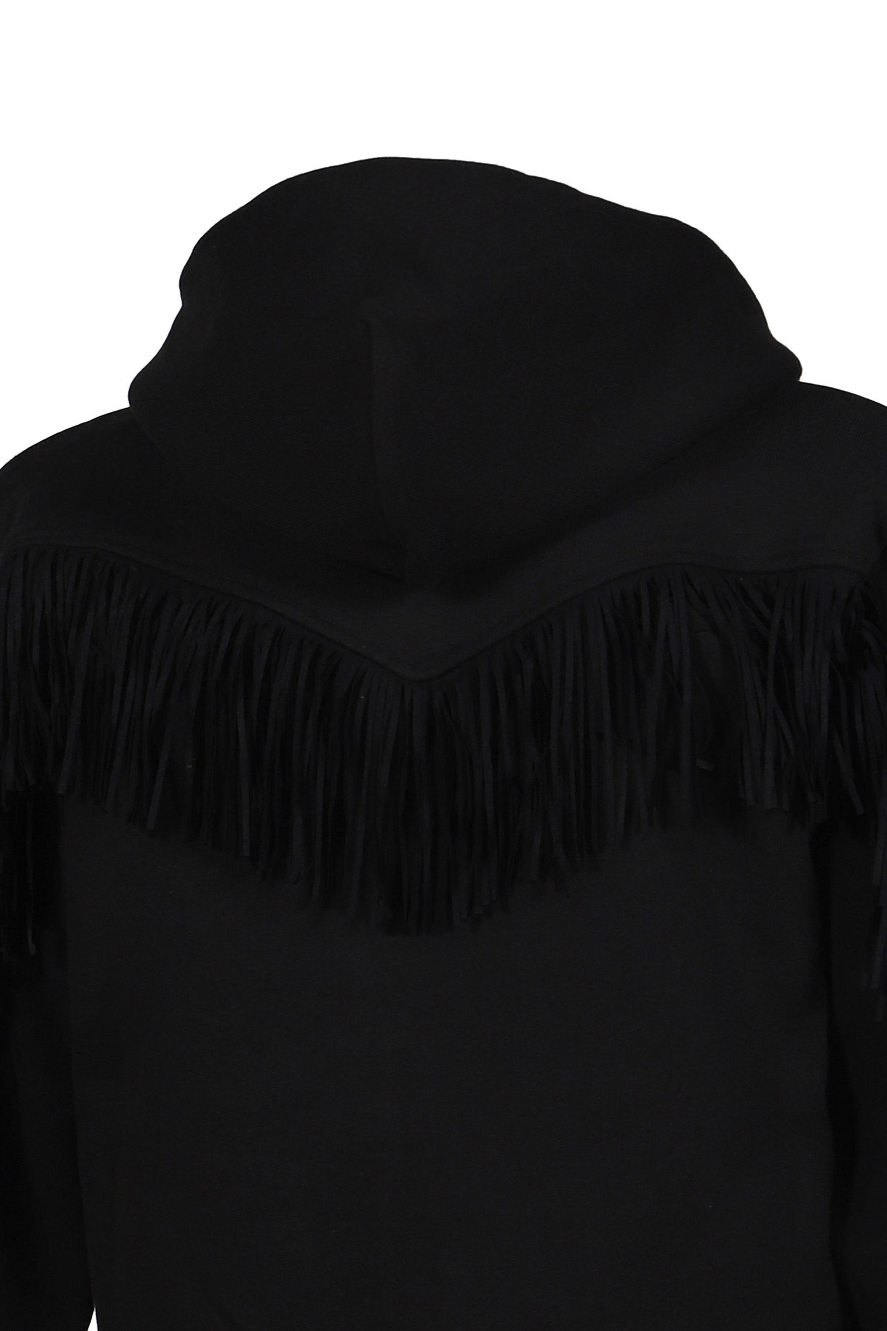 FRINGED FULL-ZIP HOODIE / BLK