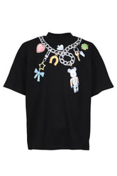 BEABRICK PRINT COTTON TEE SHIRT / BLK