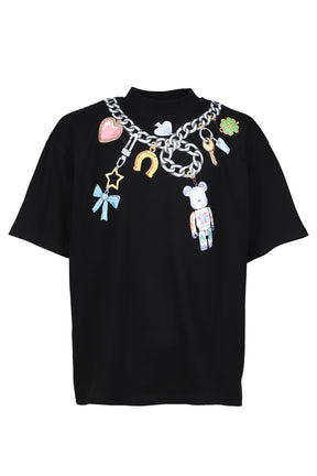 BEABRICK PRINT COTTON TEE SHIRT / BLK