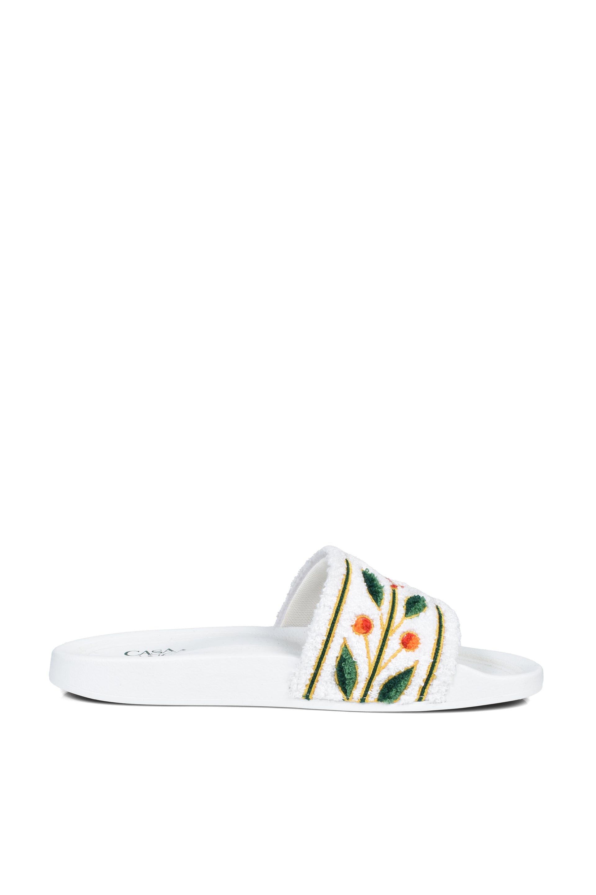 EMBROIDERED TERRY SLIDER / WHT LAUREL