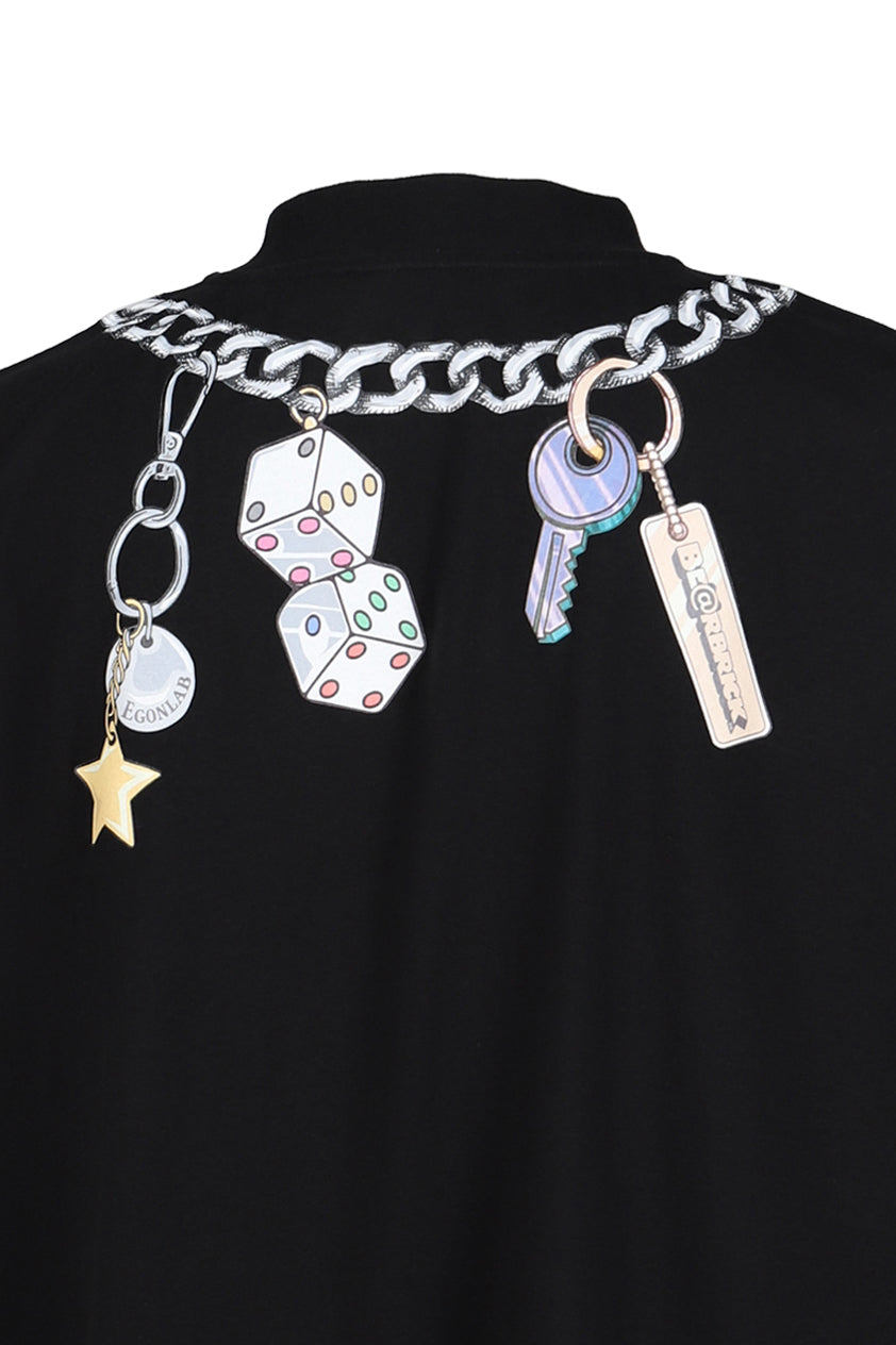 BEABRICK PRINT COTTON TEE SHIRT / BLK