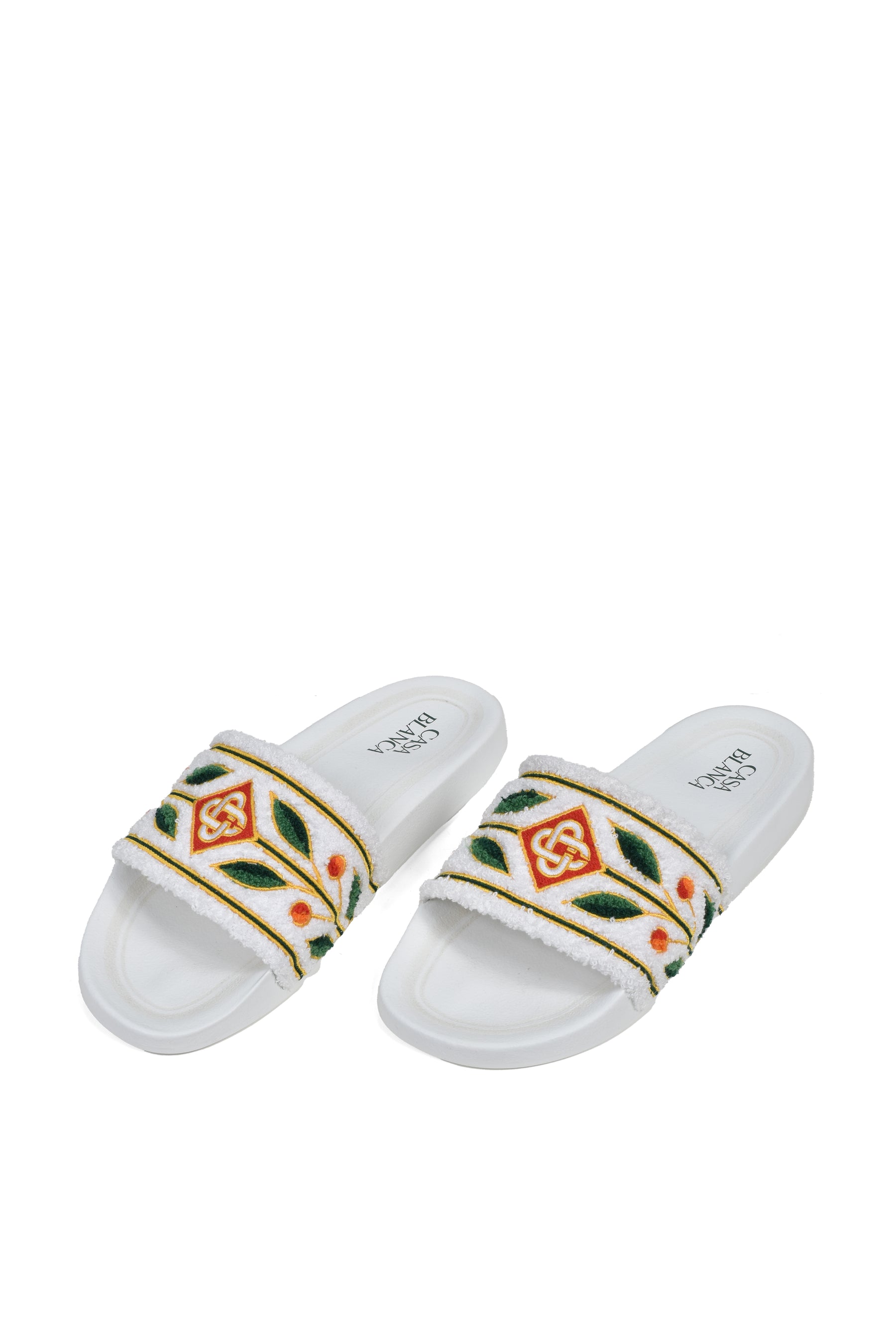 カサブランカ Casablanca カサブランカ SS26 EMBROIDERED TERRY SLIDER / WHT LAUREL