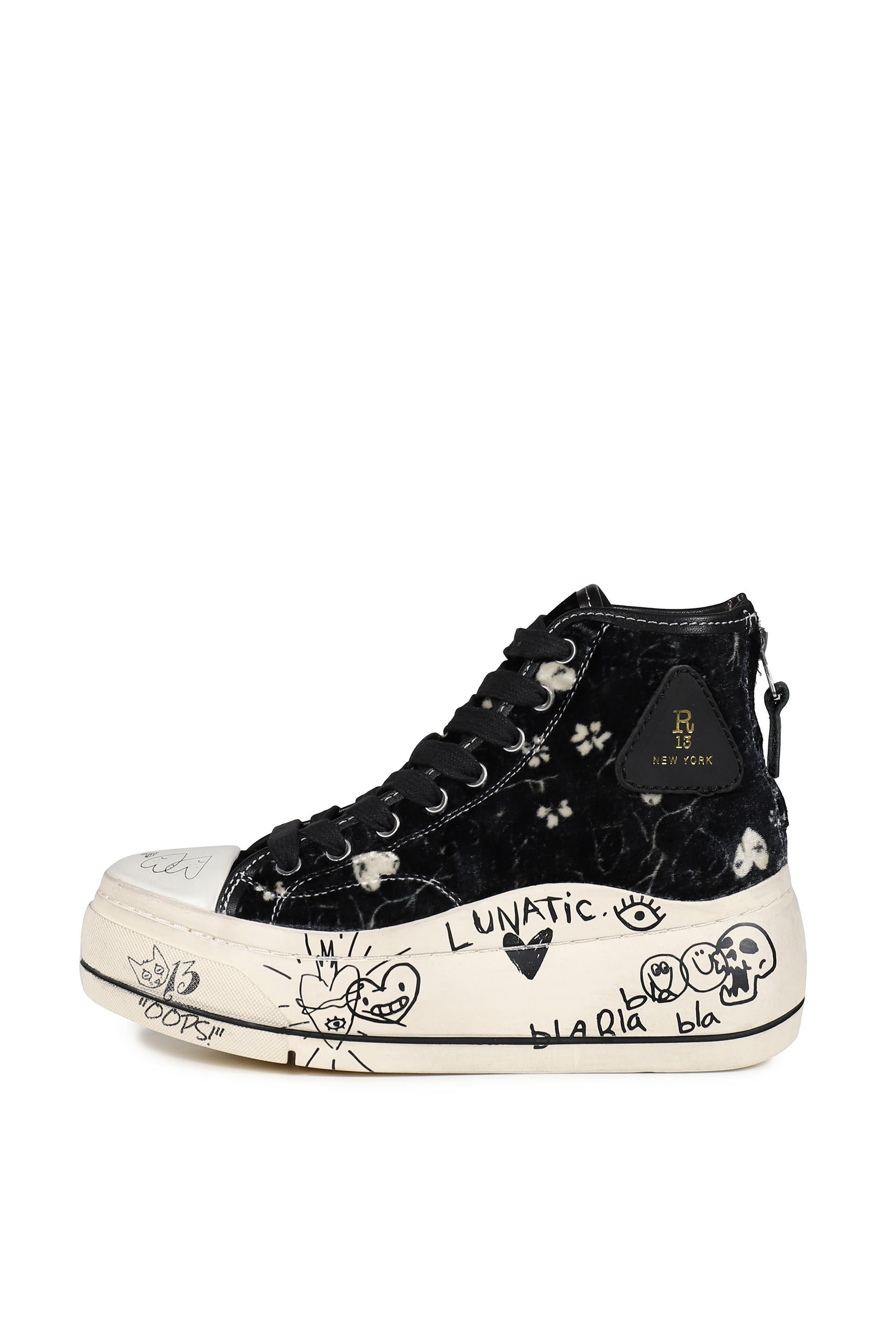 KURT HIGH TOP SNEAKER / HEARTS ON BLK GRAFFITI