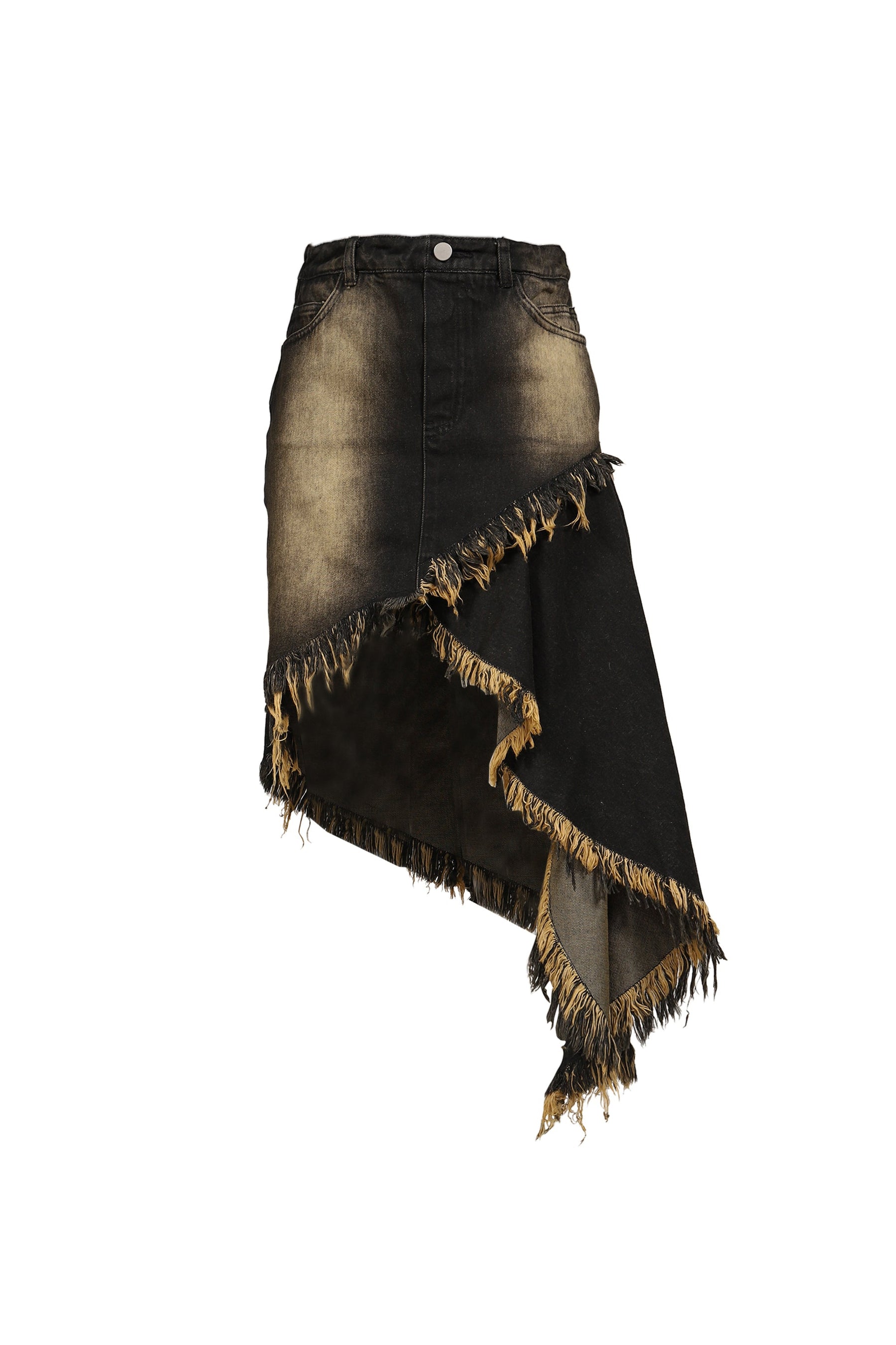 ASYMMETRY DENIM SKIRT / BLK