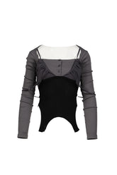LAYERED PYJAMA TOP / D.GRY