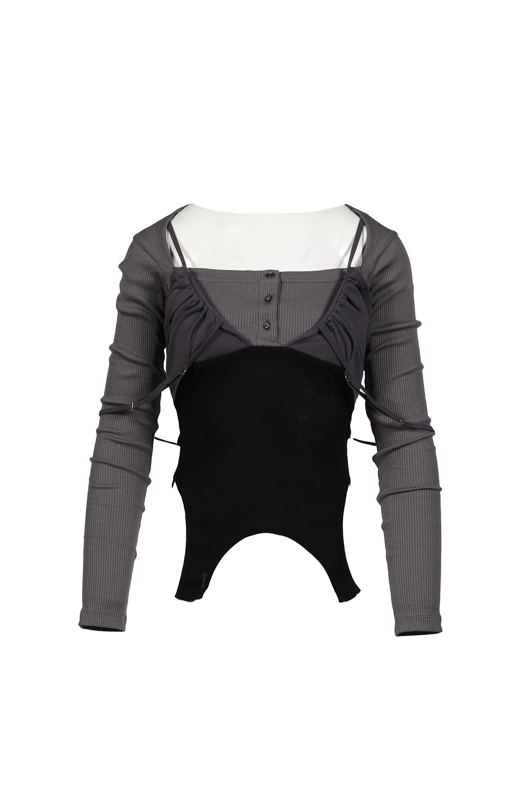 LAYERED PYJAMA TOP / D.GRY