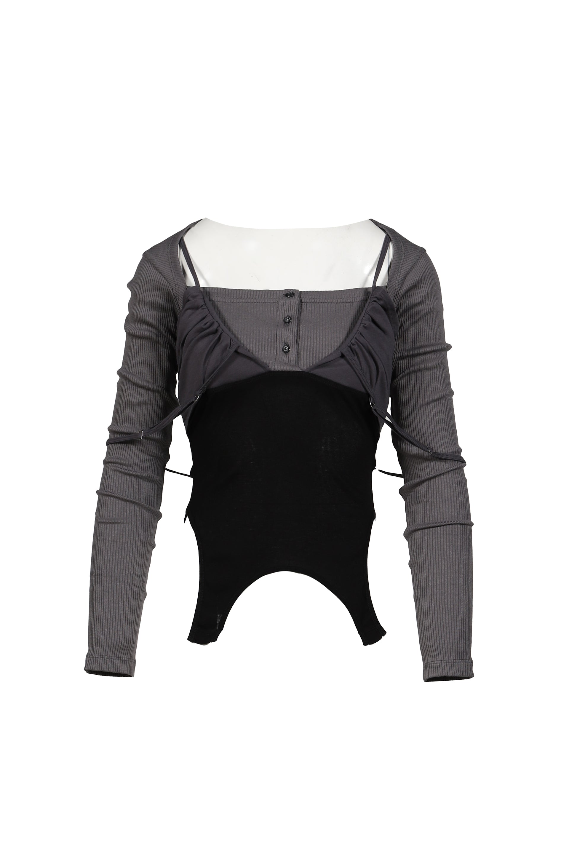 LAYERED PYJAMA TOP / D.GRY