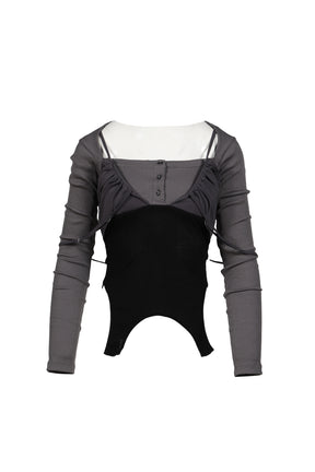 LAYERED PYJAMA TOP / D.GRY