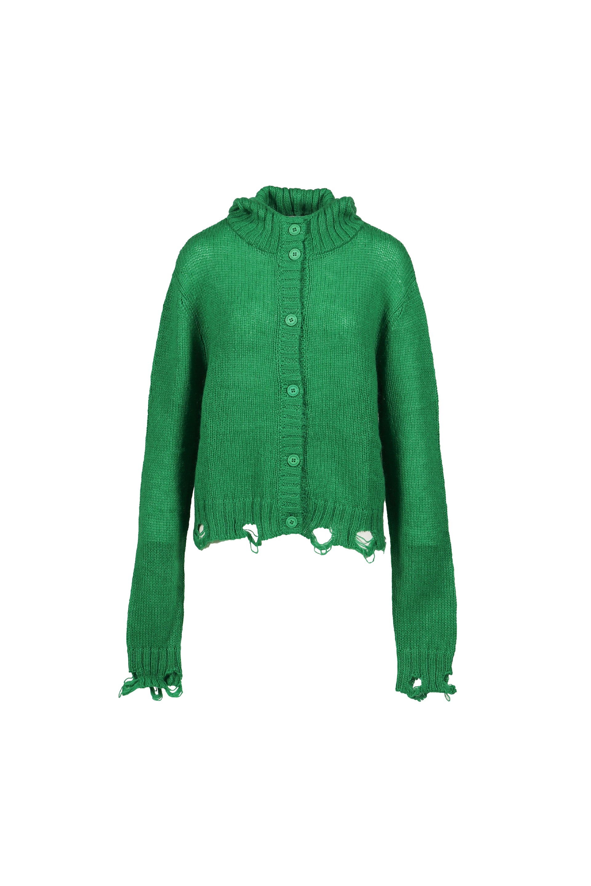 RABBIT BALACLAVA CARDI / GRN