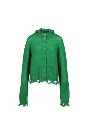 RABBIT BALACLAVA CARDI / GRN