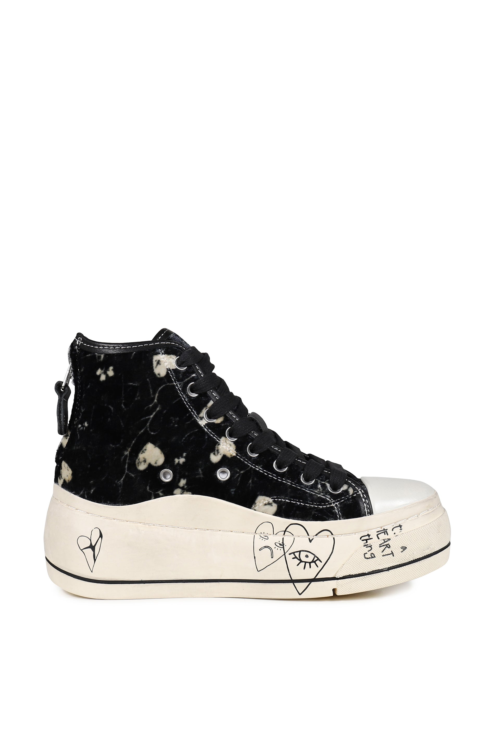 KURT HIGH TOP SNEAKER / HEARTS ON BLK GRAFFITI