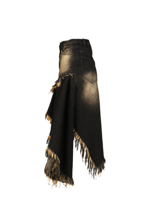 ASYMMETRY DENIM SKIRT / BLK