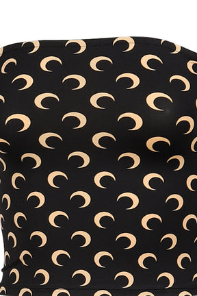 MOON PRINTED JERSEY BUSTIER TOP / INVERSE TAN
