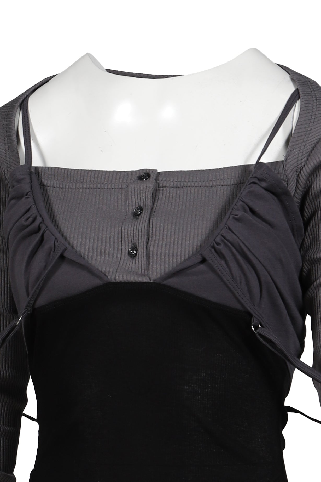 LAYERED PYJAMA TOP / D.GRY