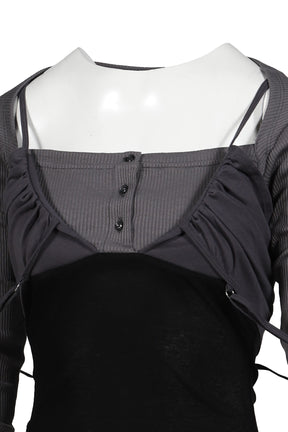 LAYERED PYJAMA TOP / D.GRY