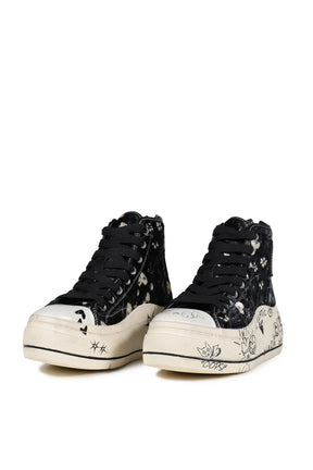 KURT HIGH TOP SNEAKER / HEARTS ON BLK GRAFFITI