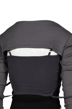 LAYERED PYJAMA TOP / D.GRY