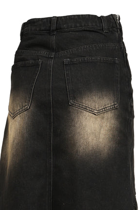ASYMMETRY DENIM SKIRT / BLK