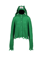 RABBIT BALACLAVA CARDI / GRN