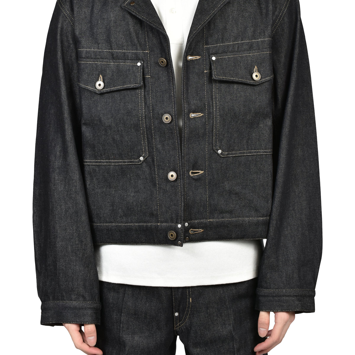 ☆Lemaire 25fw☆デニムジャケット 48サイズ LEMAIRE: ブルー ボクシー デニムジャケット | SSENSE 日本