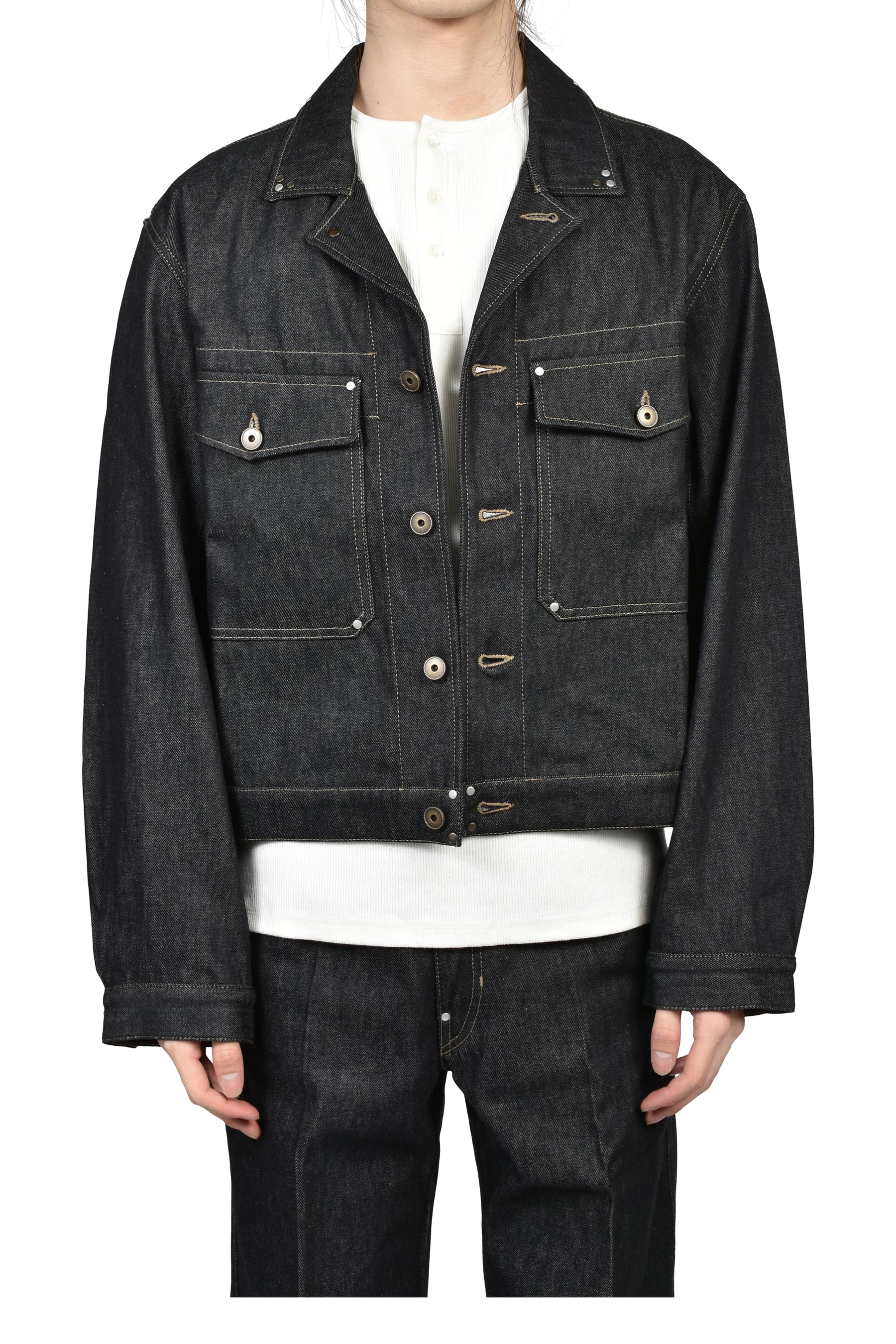 TRUCKER JACKET WITH STUDS / SLATE