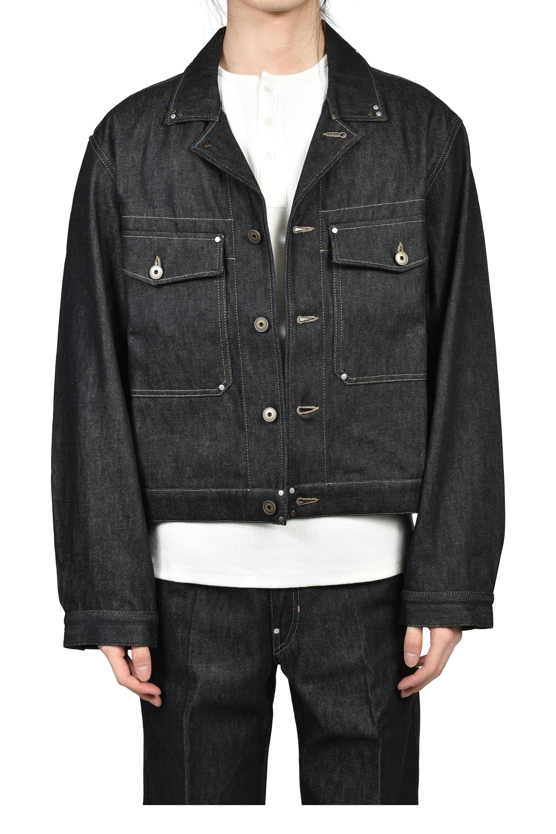 TRUCKER JACKET WITH STUDS / SLATE