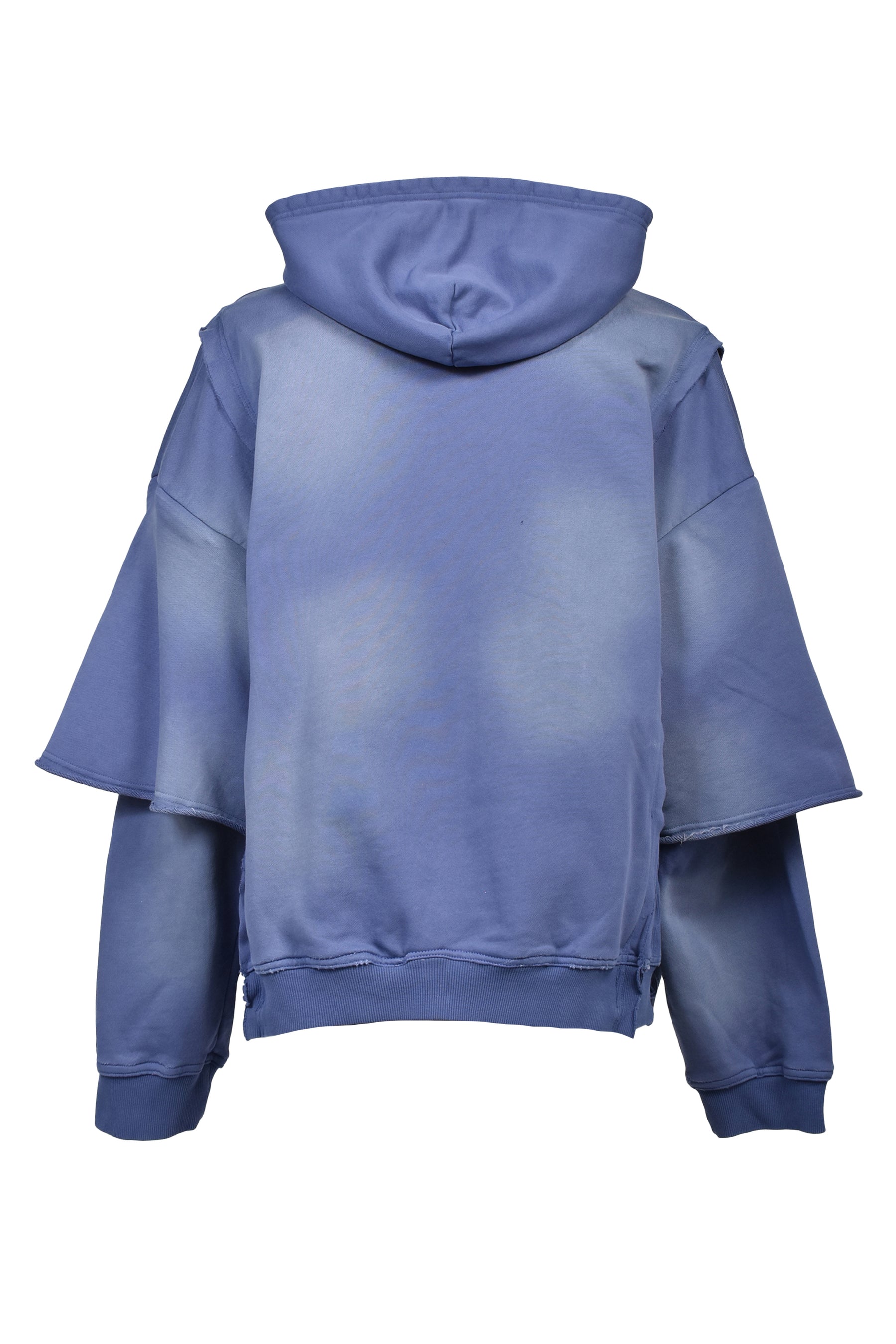 BLEACH LAYERED ZIP HOODIE / NAV