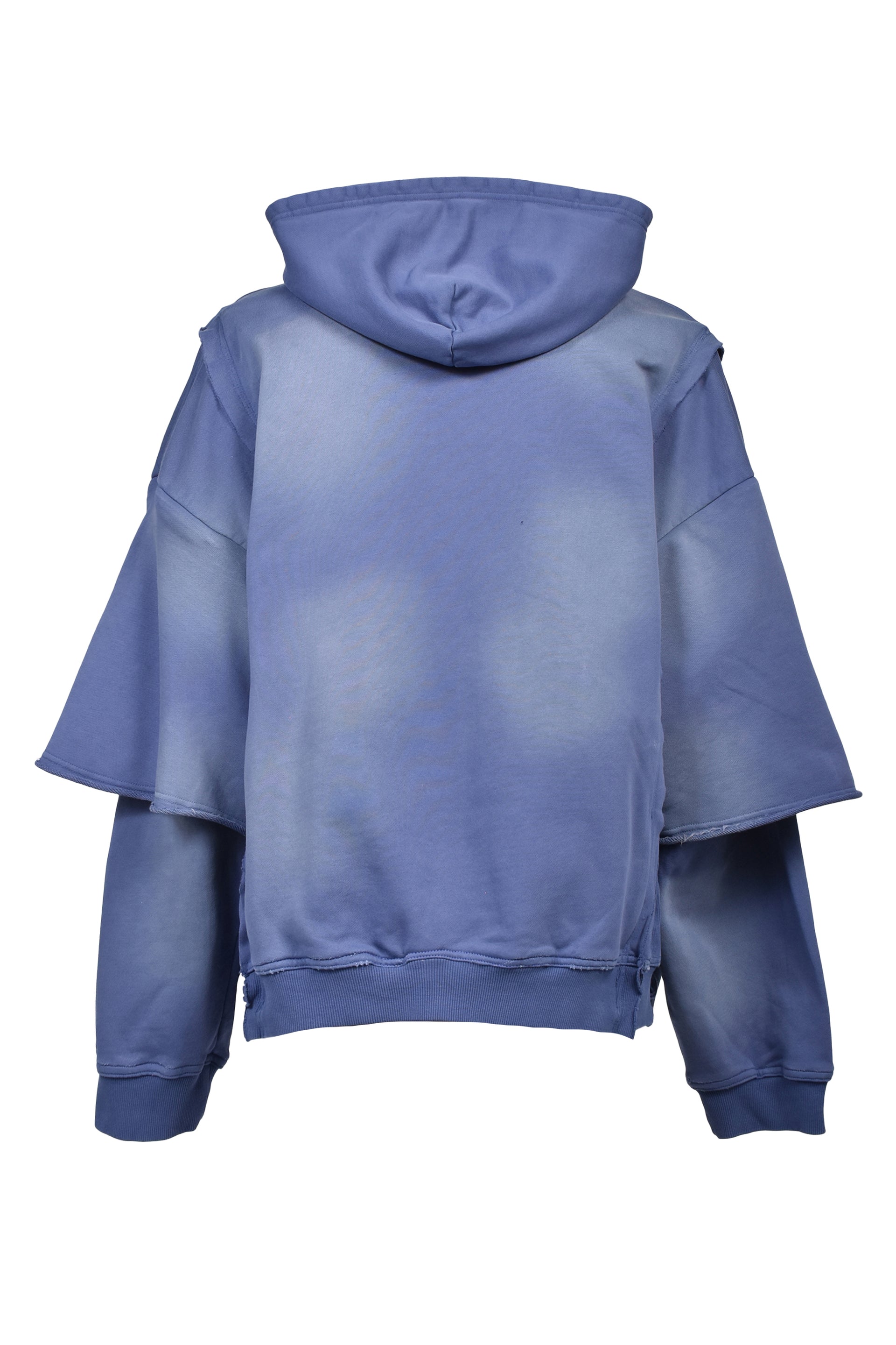 BLEACH LAYERED ZIP HOODIE / NAV