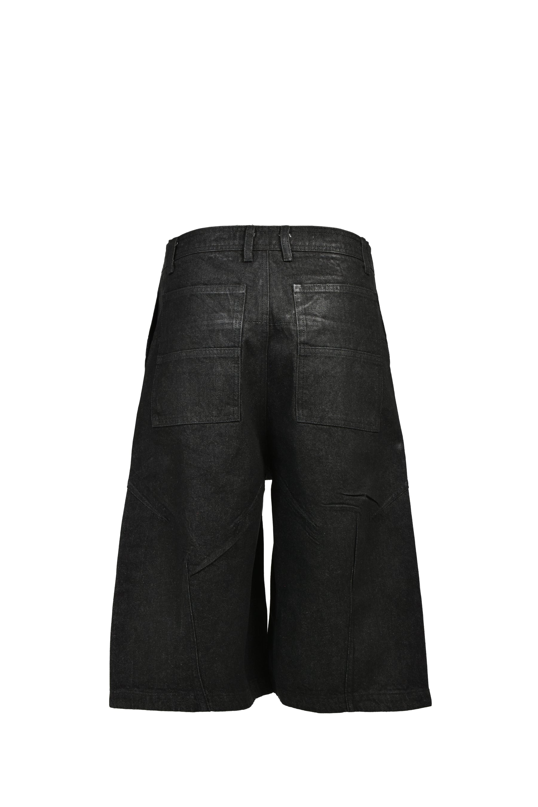 FRONT ZIP SHORTS / WAXED BLK