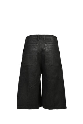 FILTH フィルス SS26 FRONT ZIP SHORTS / WAXED BLK - NUBIAN ヌビアン