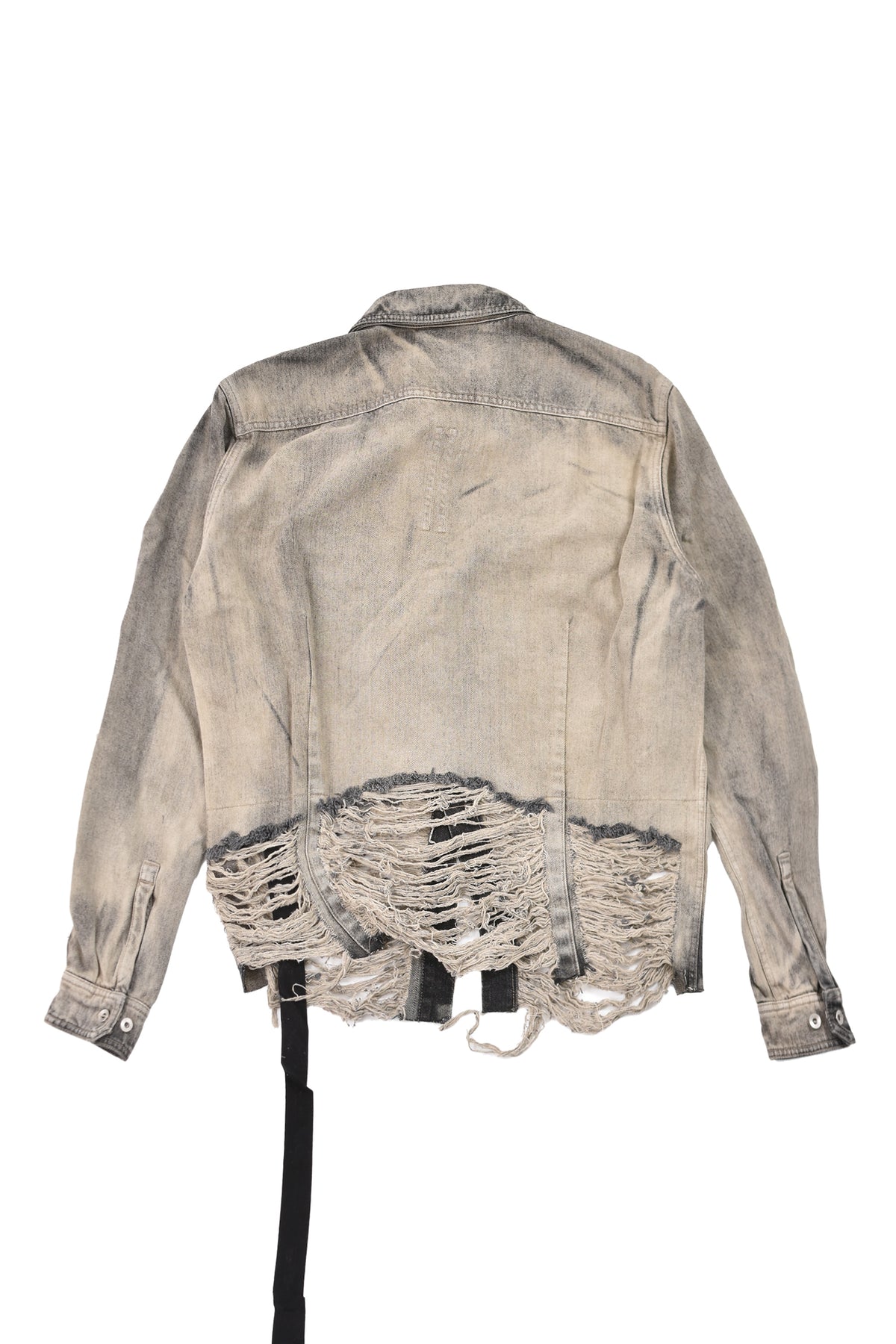 Rick Owens DRKSHDW CAPE SLEEVE CROPPED OUTERSHIRT / MINERAL FRINGED