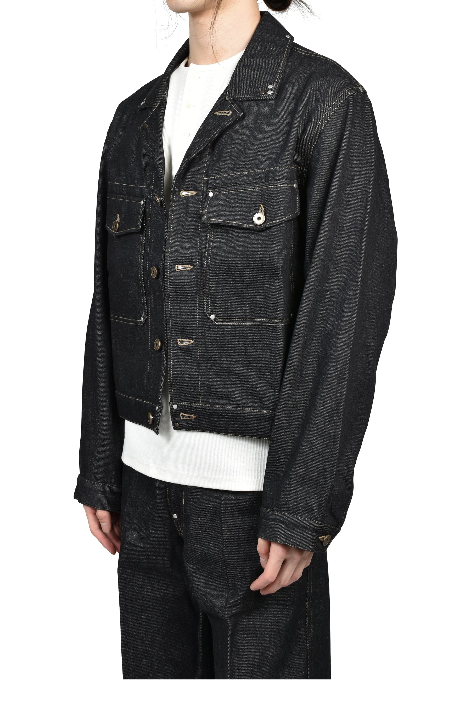 TRUCKER JACKET WITH STUDS / SLATE