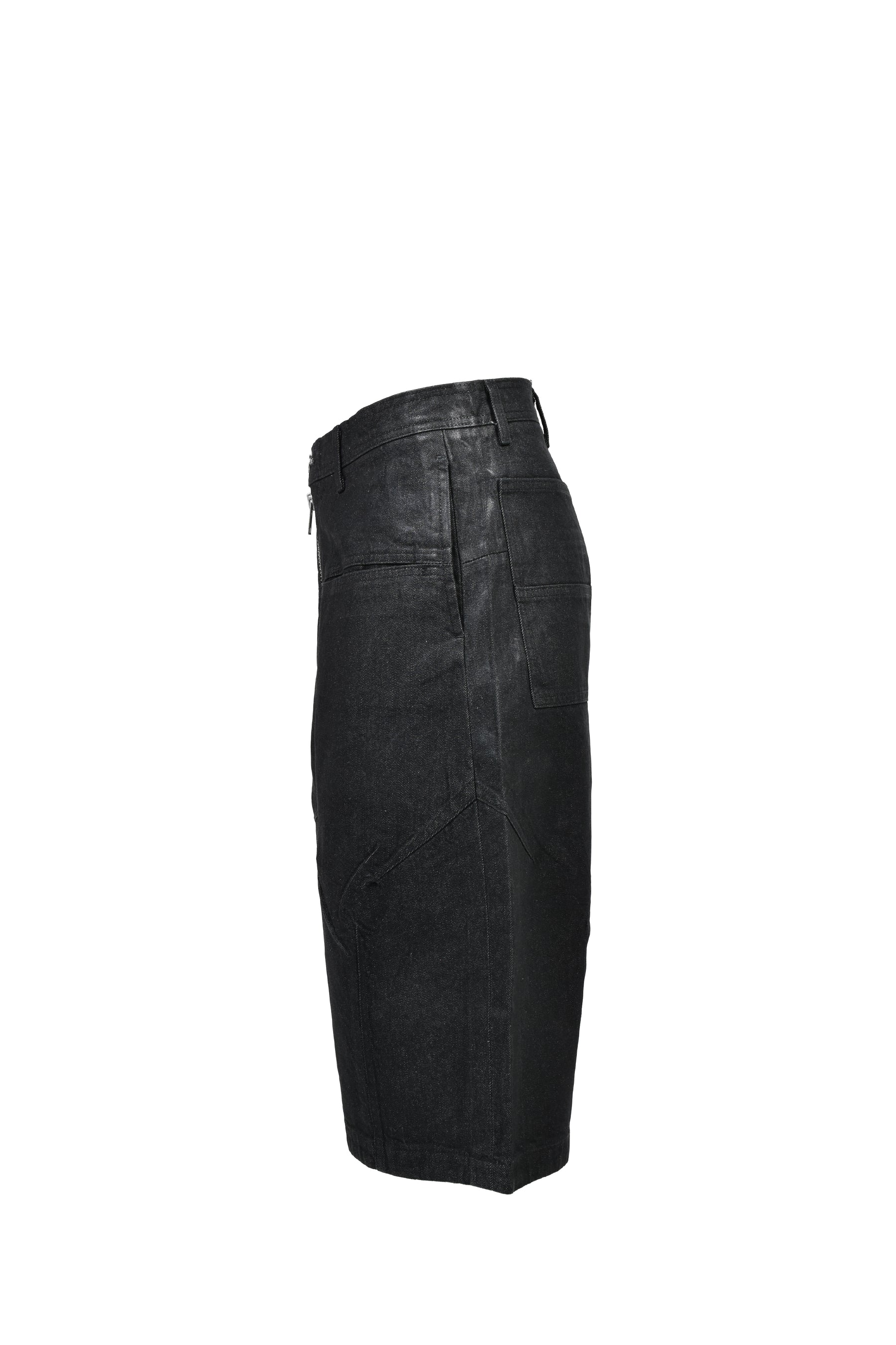 FILTH フィルス SS26 FRONT ZIP SHORTS / WAXED BLK - NUBIAN ヌビアン