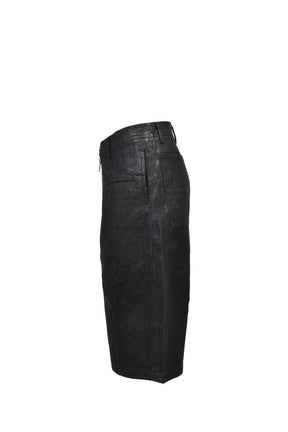 FRONT ZIP SHORTS / WAXED BLK