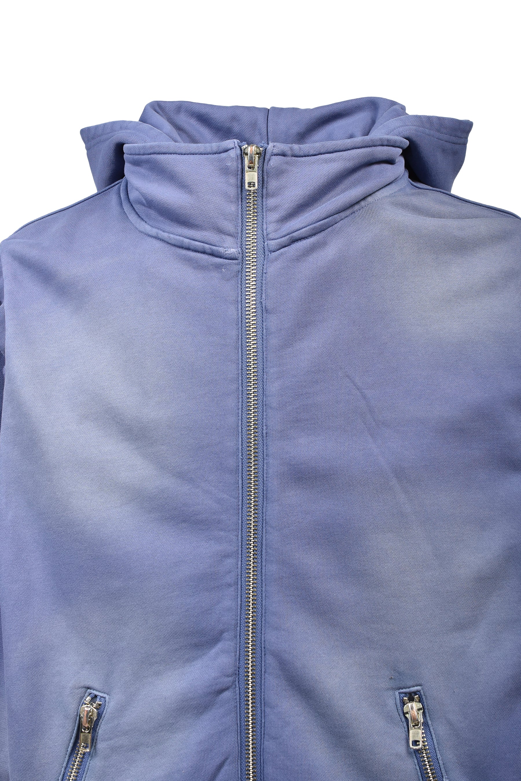 BLEACH LAYERED ZIP HOODIE / NAV