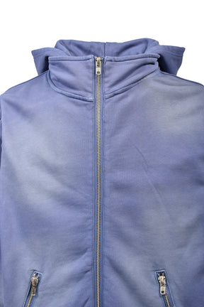 BLEACH LAYERED ZIP HOODIE / NAV