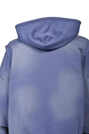 BLEACH LAYERED ZIP HOODIE / NAV