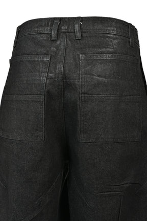 FRONT ZIP SHORTS / WAXED BLK