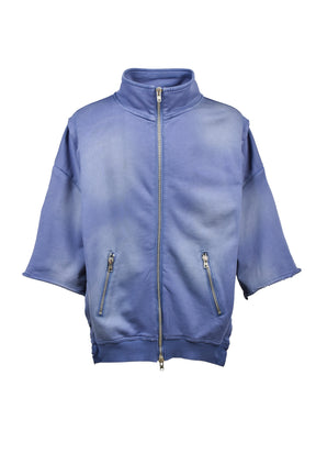 BLEACH LAYERED ZIP HOODIE / NAV
