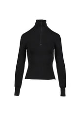 ZIPPED MOCKNECK SWEATER / BLACK 