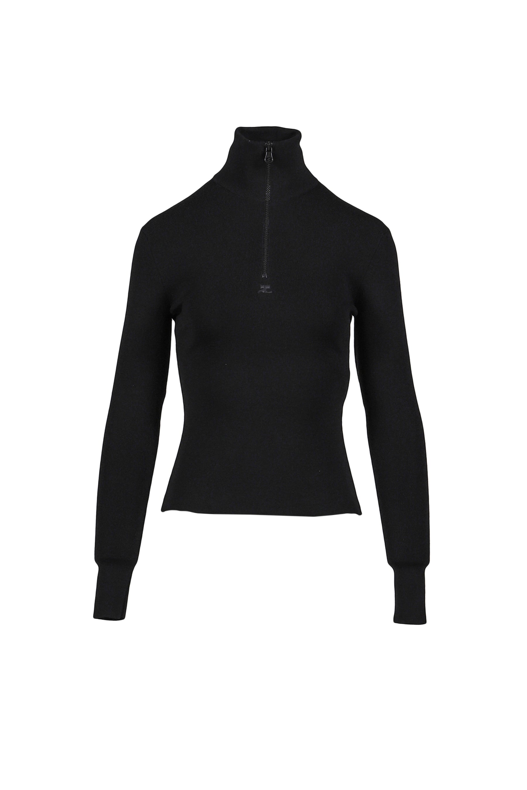 ZIPPED MOCKNECK SWEATER / BLACK 