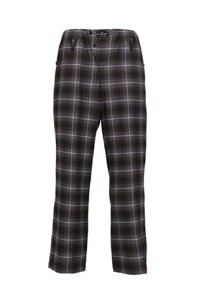 "GOOD SLEEPING WEAR" SILK COTTON CHECK PANTS  / BLK/PUR