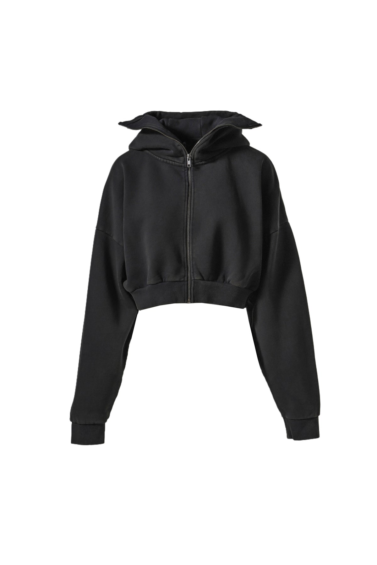 CROPPED FULL ZIP / WASHED BLK