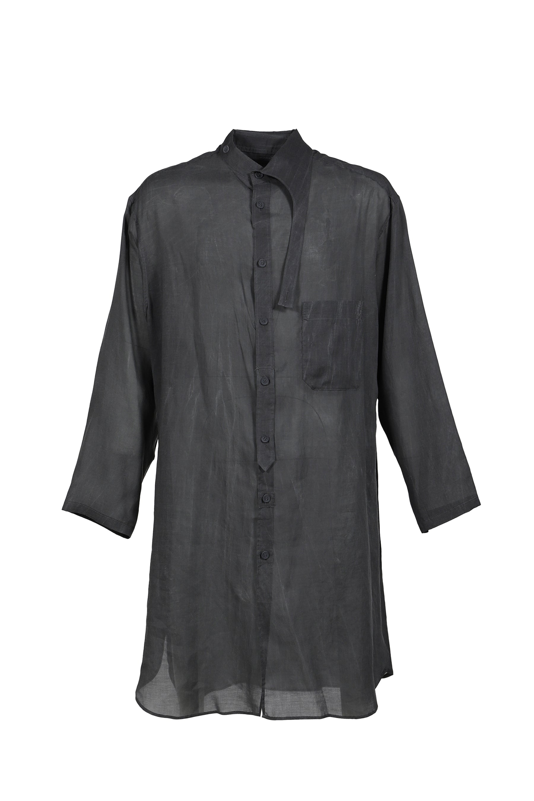 ASYMMETRY COLLAR LONG SHIRT / BLK